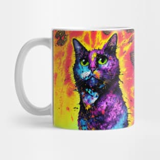 Psychedelic Tie dye Cat Mug